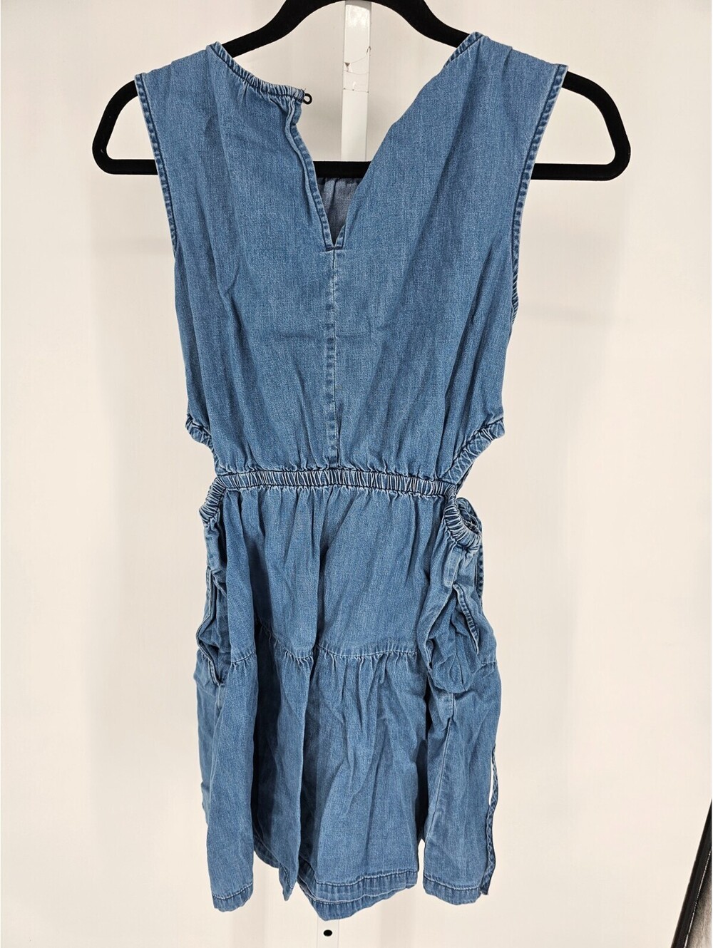 Gap Womens Sz S Denim Side-Tie Cutout Mini Dress Blue Jean Sleeveless - Picture 4 of 4